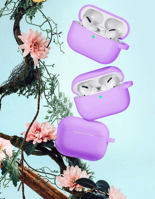 Load image into Gallery viewer, Airpods Pro Case Cover with Keychain, Full Protective Silicone Skin Accessories for Women Girl with Apple 2019 Latest Airpods Pro Case, Front LED Visible-Lavender
