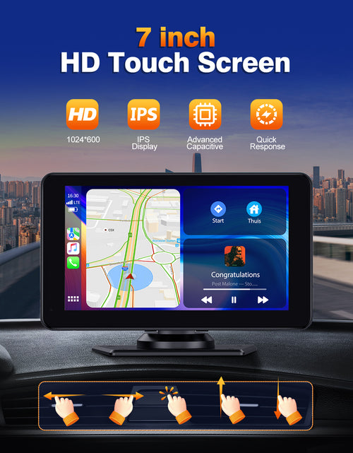 Load image into Gallery viewer, Toguard 6.86&quot; Portable Wireless Car Stereo Receiver Carplay &amp; Android Auto Screen with 2.5K Dash Cam, 1080P Backup Camera, GPS Navigation for Car Bluetooth, Airpay, AUX/FM, Googel, Siri, 64GB SD Card

