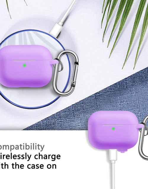 Load image into Gallery viewer, Airpods Pro Case Cover with Keychain, Full Protective Silicone Skin Accessories for Women Girl with Apple 2019 Latest Airpods Pro Case, Front LED Visible-Lavender

