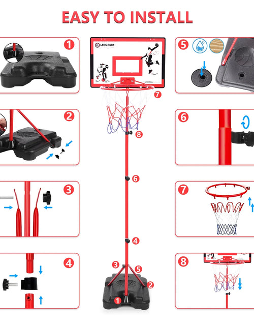 Load image into Gallery viewer, Kids Basketball Hoop with Stand, Adjustable Basketball Set, Toddler Basketball Toys for Boys Age 3 4 5 6 7 8, Indoor Outdoor Backyard Sport Game Gifts
