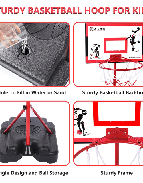 Load image into Gallery viewer, Kids Basketball Hoop with Stand, Adjustable Basketball Set, Toddler Basketball Toys for Boys Age 3 4 5 6 7 8, Indoor Outdoor Backyard Sport Game Gifts
