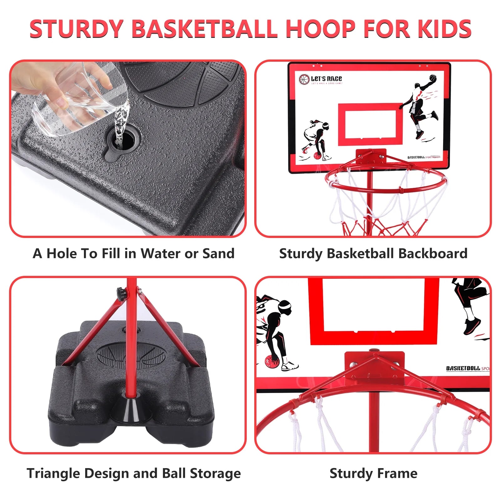 Kids Basketball Hoop with Stand, Adjustable Basketball Set, Toddler Basketball Toys for Boys Age 3 4 5 6 7 8, Indoor Outdoor Backyard Sport Game Gifts
