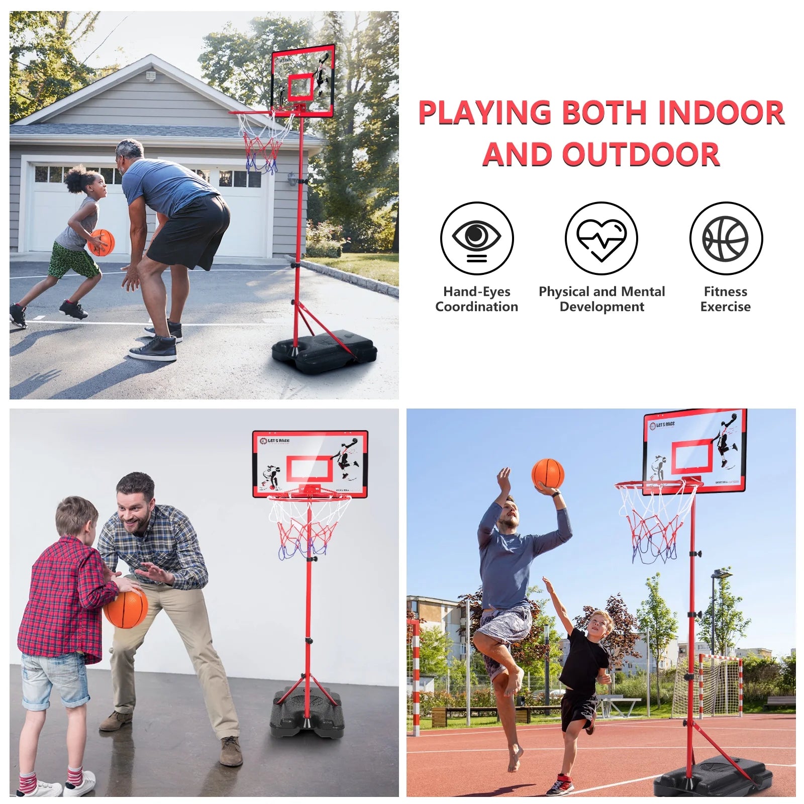 Kids Basketball Hoop with Stand, Adjustable Basketball Set, Toddler Basketball Toys for Boys Age 3 4 5 6 7 8, Indoor Outdoor Backyard Sport Game Gifts