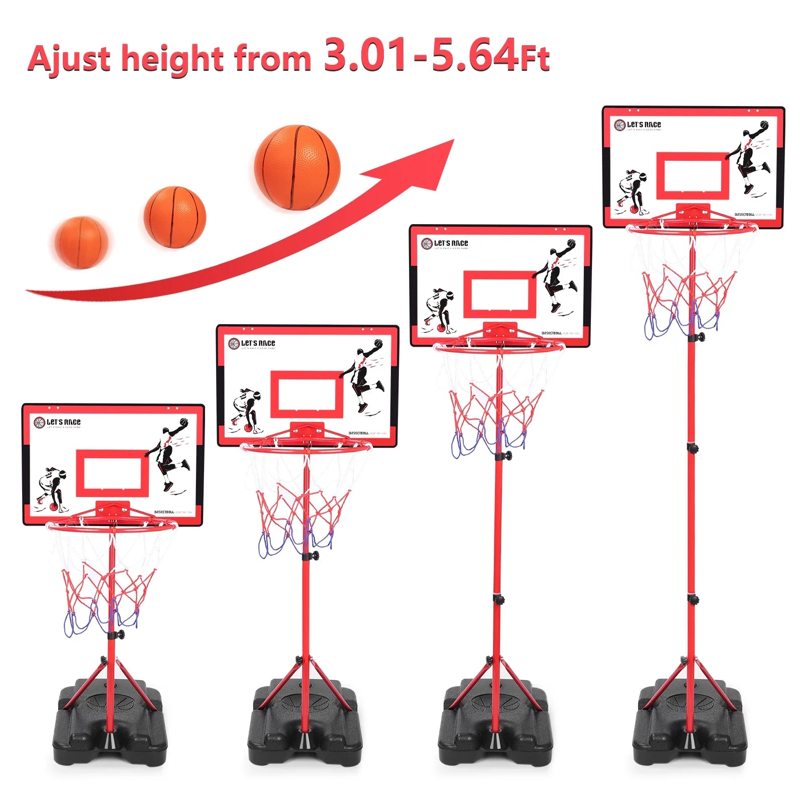 Kids Basketball Hoop with Stand, Adjustable Basketball Set, Toddler Basketball Toys for Boys Age 3 4 5 6 7 8, Indoor Outdoor Backyard Sport Game Gifts