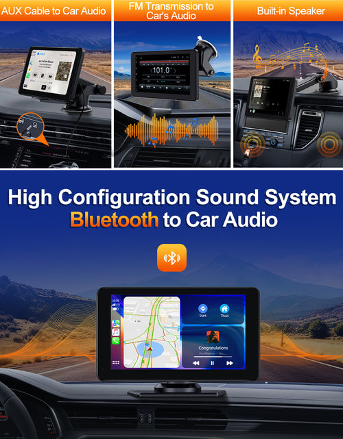 Load image into Gallery viewer, Toguard 6.86&quot; Portable Wireless Car Stereo Receiver Carplay &amp; Android Auto Screen with 2.5K Dash Cam, 1080P Backup Camera, GPS Navigation for Car Bluetooth, Airpay, AUX/FM, Googel, Siri, 64GB SD Card
